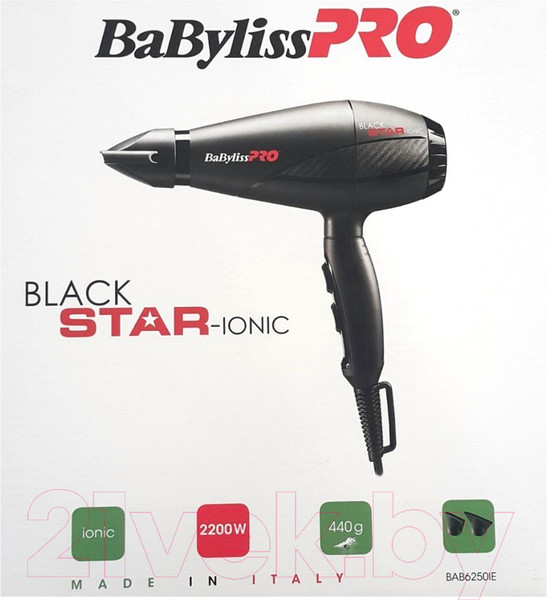 Изображение товара Профессиональный фен BaByliss Pro Black Star Ionic BAB6250IE