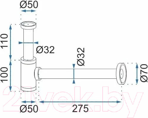 Изображение товара Сифон REA С донным клапаном A6952 (белый глянцевый)