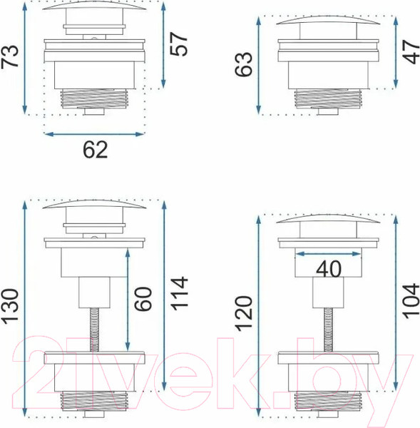 Изображение товара Сифон REA С донным клапаном A6952 (белый глянцевый)