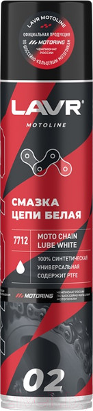Изображение товара Смазка техническая Lavr Moto для цепи мотоцикла / Ln7712 (400мл, белый)