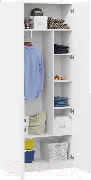 Изображение товара Шкаф ТриЯ Порто СМ-393.07.223 с 2 глухими дверями (белый жемчуг/белый софт)