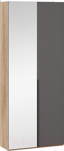 Изображение товара Шкаф ТриЯ Порто СМ-393.07.225 с 1 глухой и 1 зеркальной дверями (яблоня беллуно/графит софт)