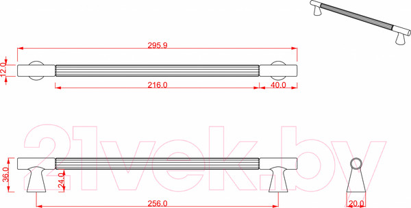 Изображение товара Ручка для мебели Cebi A1119 МР24 (256мм, черный)