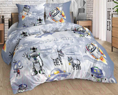 Изображение товара Комплект постельного белья Моё бельё БП Город роботов / 12875/1