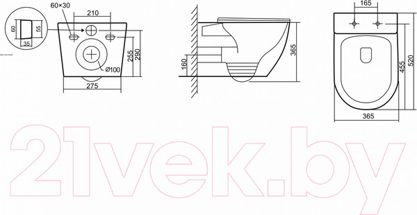 Изображение товара Унитаз подвесной Triton Pro Verso VO-1832 (с сиденьем)