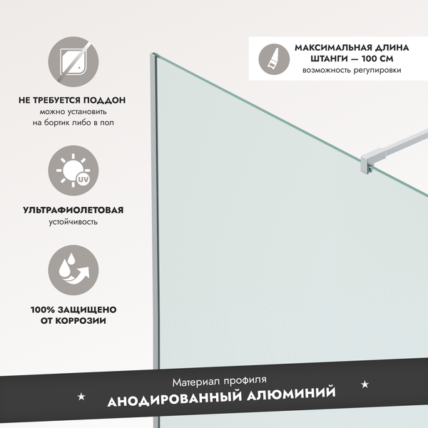 Изображение товара Душевая стенка Benetto BEN-602 SLC 100x200