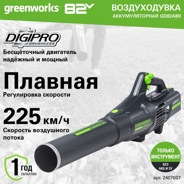 Изображение товара Воздуходувка аккумуляторная Greenworks GD82ABII / 2407007