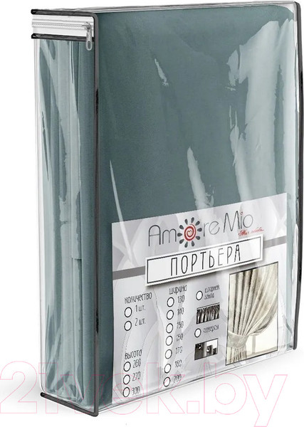 Изображение товара Комплект штор Amore Mio Однотонная замша 6ML 3872-029 150x270 / 92022 (бирюзовый)