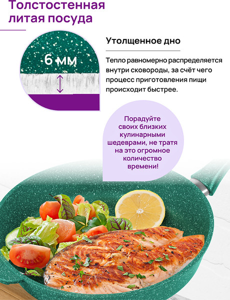 Изображение товара Сковорода Elan Gallery Гармония вкуса / 120639 (изумруд)