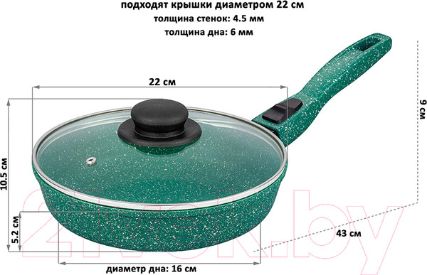 Изображение товара Сковорода Elan Gallery Гармония вкуса / 120643 (изумруд)