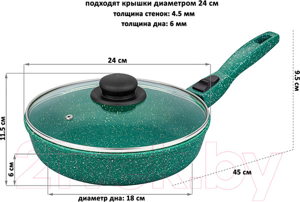 Изображение товара Сковорода Elan Gallery Гармония вкуса / 120645 (изумруд)