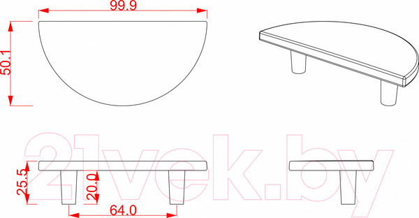 Изображение товара Ручка для мебели Cebi A1196 МР24 (64мм, черный)