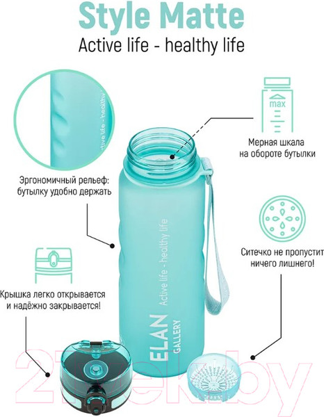 Изображение товара Бутылка для воды Elan Gallery Style Matte / 280141 (аквамарин)