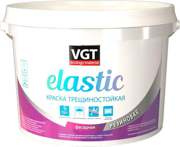 Изображение товара Краска VGT Трещиностойкая резиновая (6кг, серый)