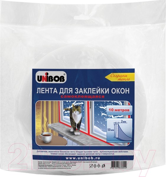 Изображение товара Лента уплотнительная Unibob Пенополиэтиленовая 50x2мм 10м / 41542.21 (3шт)