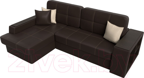 Изображение товара Диван угловой Лига Диванов Брюссель левый / 29396L (экокожа коричневый)