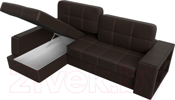 Изображение товара Диван угловой Лига Диванов Брюссель левый / 29396L (экокожа коричневый)