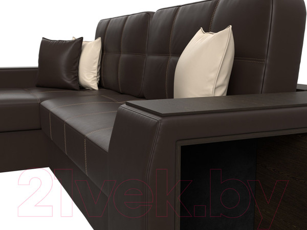 Изображение товара Диван угловой Лига Диванов Брюссель левый / 29396L (экокожа коричневый)