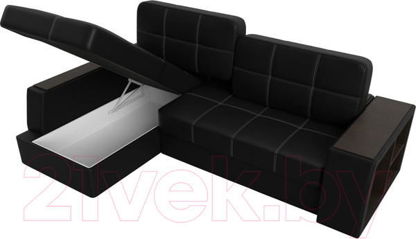 Изображение товара Диван угловой Лига Диванов Брюссель левый / 29397L (экокожа черный)