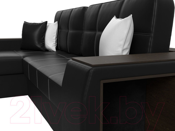 Изображение товара Диван угловой Лига Диванов Брюссель левый / 29397L (экокожа черный)