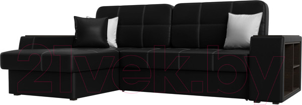 Изображение товара Диван угловой Лига Диванов Брюссель левый / 29397L (экокожа черный)