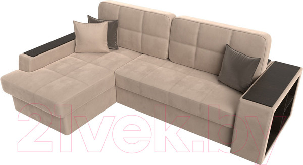 Изображение товара Диван угловой Лига Диванов Брюссель левый / 110647L (велюр бежевый)