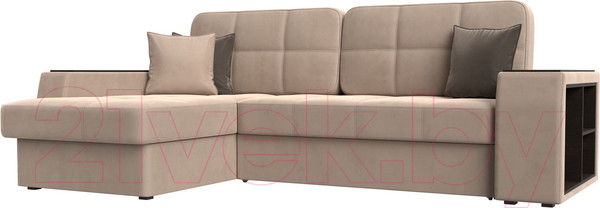 Изображение товара Диван угловой Лига Диванов Брюссель левый / 110647L (велюр бежевый)