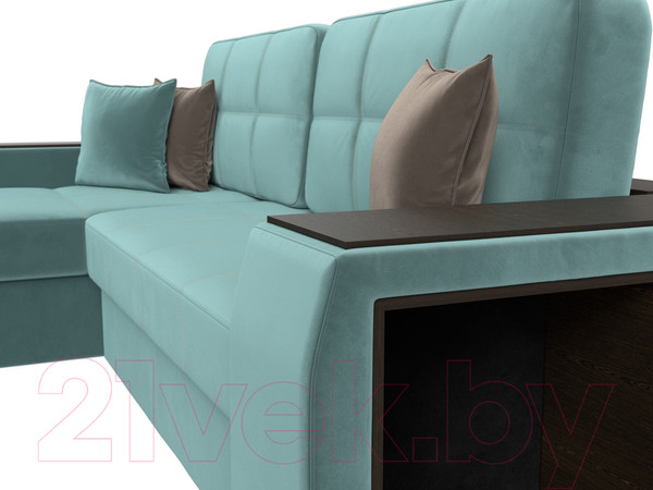 Изображение товара Диван угловой Лига Диванов Брюссель левый / 110648L (велюр бирюзовый)