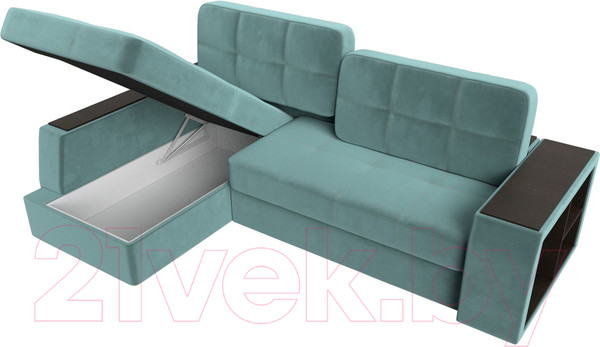 Изображение товара Диван угловой Лига Диванов Брюссель левый / 110648L (велюр бирюзовый)