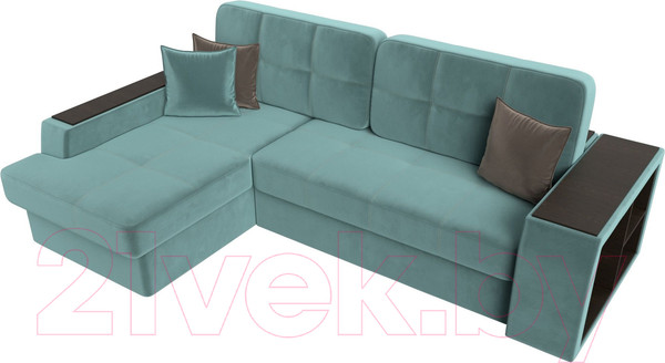 Изображение товара Диван угловой Лига Диванов Брюссель левый / 110648L (велюр бирюзовый)