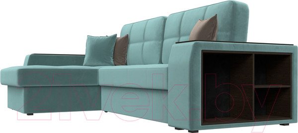 Изображение товара Диван угловой Лига Диванов Брюссель левый / 110648L (велюр бирюзовый)