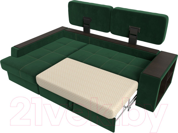 Изображение товара Диван угловой Лига Диванов Брюссель левый / 110650L (велюр зеленый)