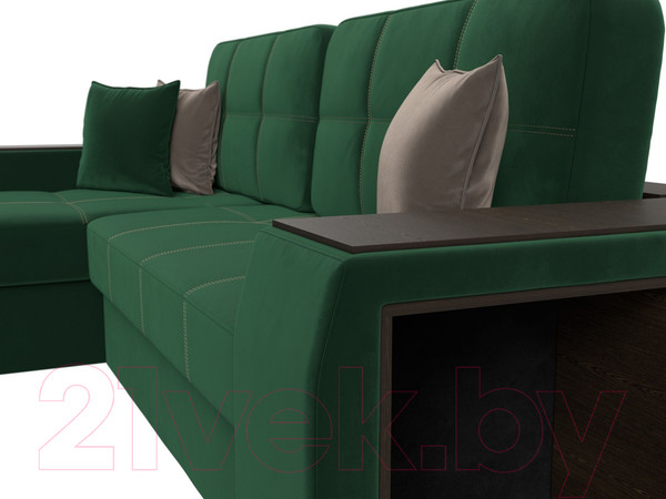 Изображение товара Диван угловой Лига Диванов Брюссель левый / 110650L (велюр зеленый)