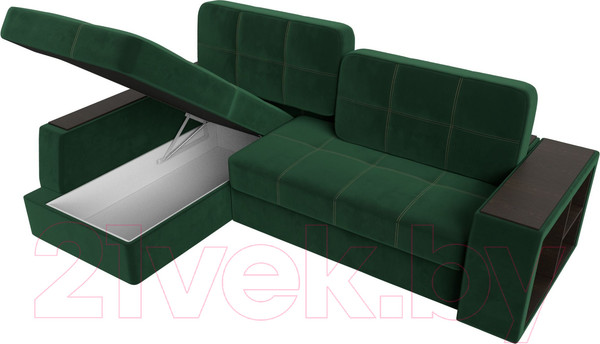 Изображение товара Диван угловой Лига Диванов Брюссель левый / 110650L (велюр зеленый)