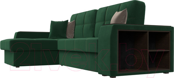 Изображение товара Диван угловой Лига Диванов Брюссель левый / 110650L (велюр зеленый)