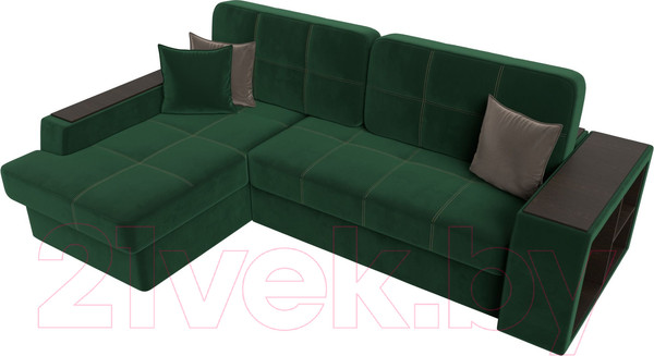 Изображение товара Диван угловой Лига Диванов Брюссель левый / 110650L (велюр зеленый)