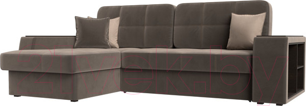 Изображение товара Диван угловой Лига Диванов Брюссель левый / 110651L (велюр коричневый)