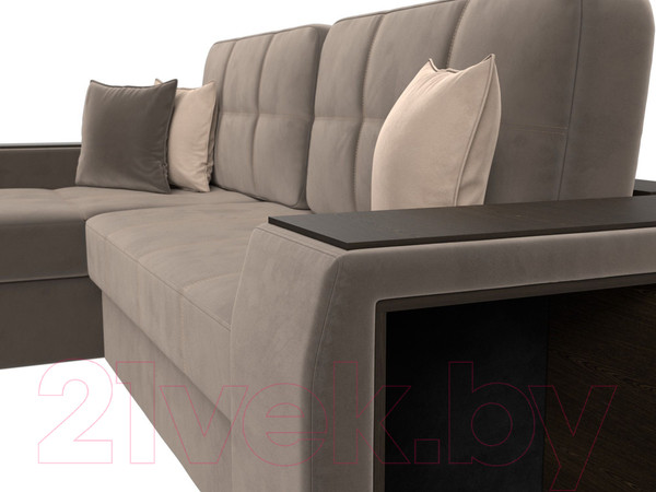Изображение товара Диван угловой Лига Диванов Брюссель левый / 110651L (велюр коричневый)