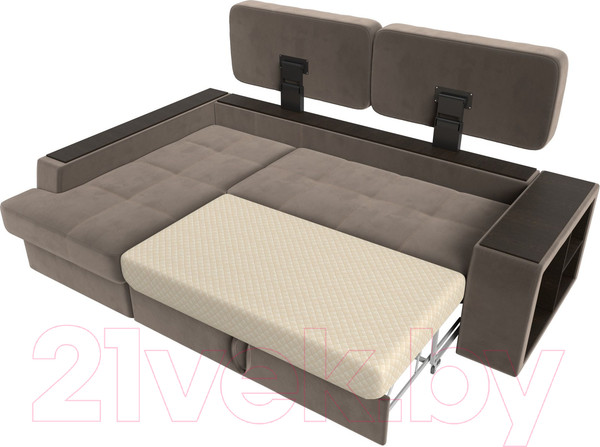 Изображение товара Диван угловой Лига Диванов Брюссель левый / 110651L (велюр коричневый)