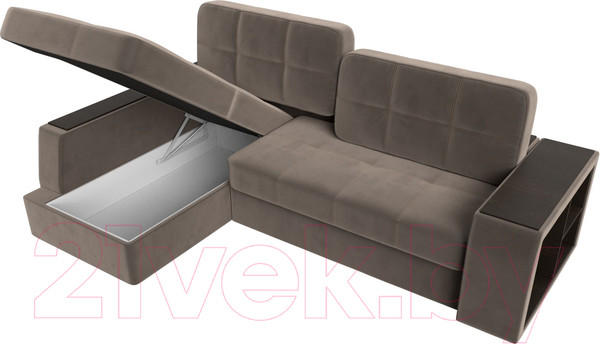 Изображение товара Диван угловой Лига Диванов Брюссель левый / 110651L (велюр коричневый)