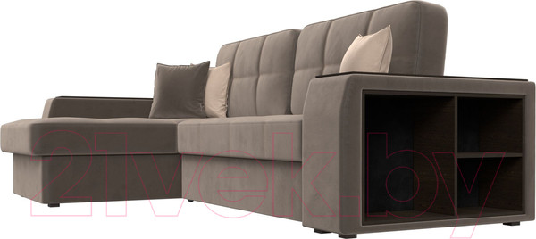 Изображение товара Диван угловой Лига Диванов Брюссель левый / 110651L (велюр коричневый)