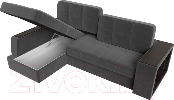 Изображение товара Диван угловой Лига Диванов Брюссель левый / 110652L (велюр серый)
