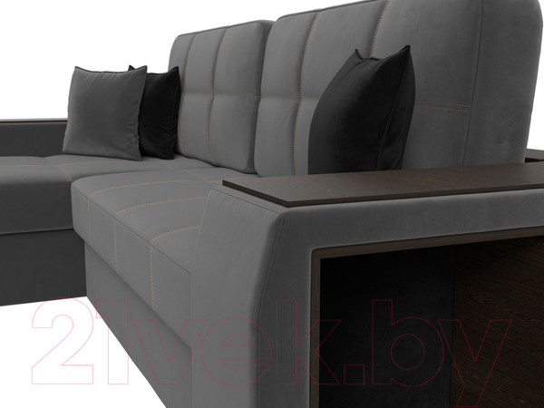 Изображение товара Диван угловой Лига Диванов Брюссель левый / 110652L (велюр серый)