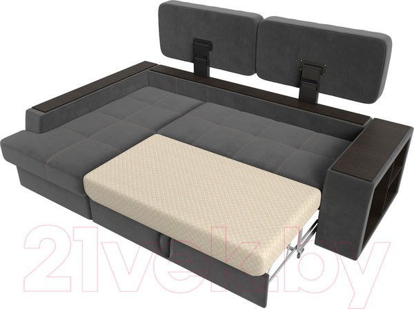 Изображение товара Диван угловой Лига Диванов Брюссель левый / 110652L (велюр серый)