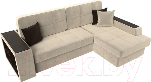 Изображение товара Диван угловой Лига Диванов Брюссель правый / 29386 (микровельвет бежевый)