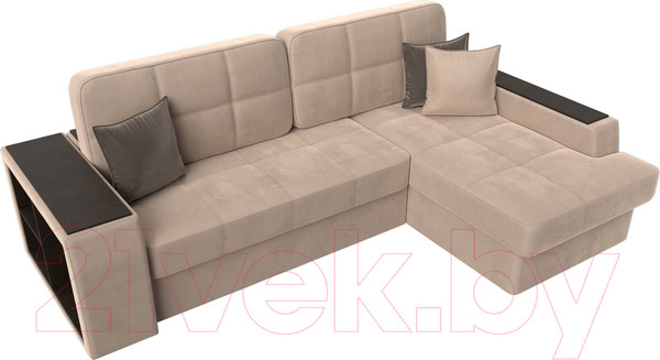 Изображение товара Диван угловой Лига Диванов Брюссель правый / 110647 (велюр бежевый)