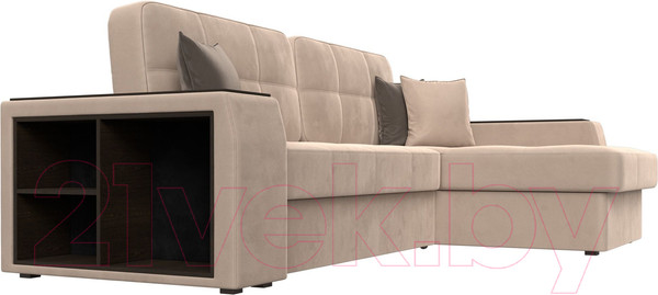 Изображение товара Диван угловой Лига Диванов Брюссель правый / 110647 (велюр бежевый)
