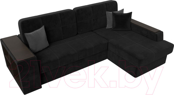 Изображение товара Диван угловой Лига Диванов Брюссель правый / 110654 (велюр черный)