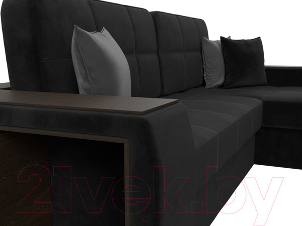 Изображение товара Диван угловой Лига Диванов Брюссель правый / 110654 (велюр черный)