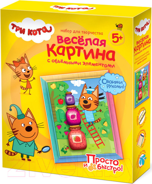 Изображение товара Набор для творчества Фантазер Три кота Веселая картина с объемными элементами Коржик / 405151